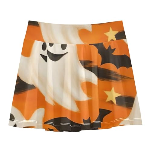 Playful Spooky White Ghosts Bats Skirts with Shorts Running Girls Skorts Athletic Shorts Butterfly 4t