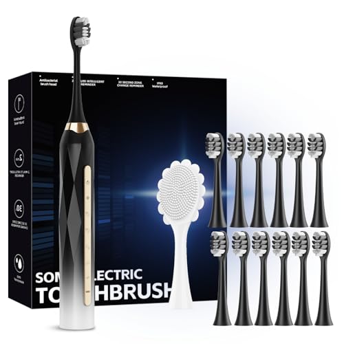 molux Electric Toothbrush Set with 12 Brush Heads