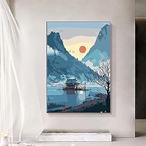 FILASLFT Paint by Numbers Kit for Adults Landscape,Japanese Paint by Number,Number Painting for Adults Lake,Suitable for Home Wall Decor(16x20 Inch/40x50 cm)
