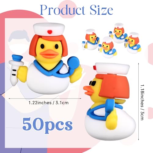Image of Gejoy 50 Pcs Mini Nurse Rubber Ducks Nurse Appreciation Week Figurines Bulk Small Assorted Rubber Ducks for Birthday Gifts Party Exchanging Favors Holiday Decor
