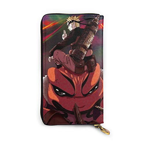 Preisvergleich Produktbild Naruto Geldbörse aus echtem Leder mit Reißverschluss, lange Clutch, Münzfach, Kartenpaket für Damen und Herren