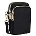 Price comparison product image INSOUR Cross Body Phone Bag Women, Nylon Ladies Mobile Phone Bags Purse Mini 3 Layers Zipper Shoulder Wallet Bag with Adjustable Strap (Black)