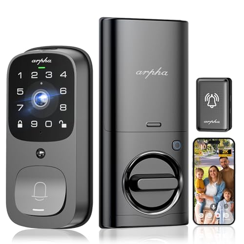 WiFi Smart Door Lock, 5-in-1 Fingerprint Keyless Entry Door Lock, Two-Way Audio, Dual Motion Sensors, App Remote Control, Keypad Code, IP65 Waterproof
