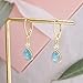 CiNily Womens Opal Dangle Earrings Leverback Drop Earrings 14K Yellow Gold Plated Blue Purple Cubic Zircon Teardrop Gemstone Earrings Jewelry for Sensitive Ears