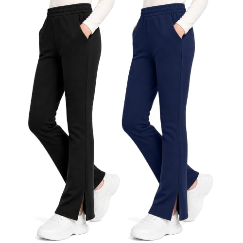 Image of FILOWA Girls Flared Leggings 2-Pack Cotton Bootcut Pant, 15-16 Years, Navy