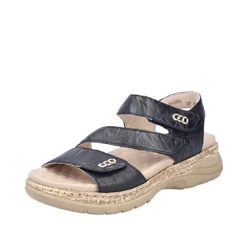Rieker V2202 Sandales Bride cheville Femme en cuir noir