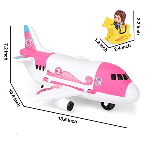 Tuko Transport Cargo Airplane Car Toy Play Set for 3+ Years Old Boys and Girls(Pink)