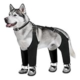 Generisch Puppy Gear, Cold Weather Socks, Night Travel Protection, Reflective Safety Straps System, Water Resistant Comfort Apparel, Winter Canine Clothing, Black Fleece Shoes for Camping