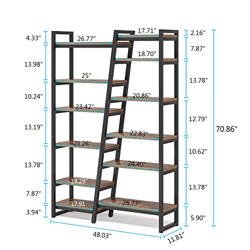 Tribesigns 6 Tier Bookshelf, 71 Inch Tall Industrial Bookcase, Rustic Etagere Bookshelves 12-Shelf Display Book Shelf Storage Organizer For Living Room Home Office, Metal Frame, Vintage Brown #TOP6