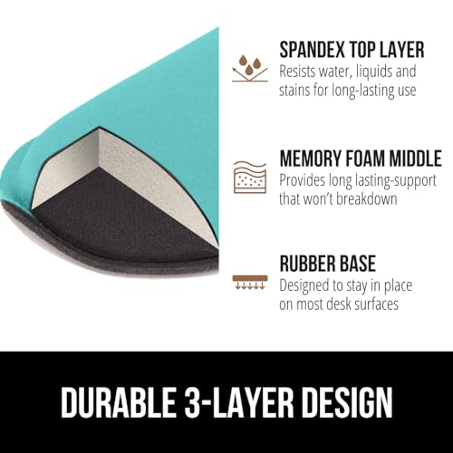 Image of GORILLA GRIP Silky Gel Memory Foam Wrist Rest for Computer Keyboard, Mouse, Ergonomic Design for Typing Pain Relief, Desk Pads Support Hand, Arm, Mousepad Rests, Stain Resistant, 2 Piece Pad Turquoise