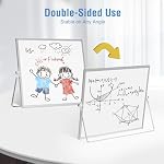 Magnetic Desktop Whiteboard with Stand, 10" x 10" Double-Sided Dry Erase White Board, Portable Erasable Whiteboards Easel for Home Office School with Markers Magnets and Eraser
