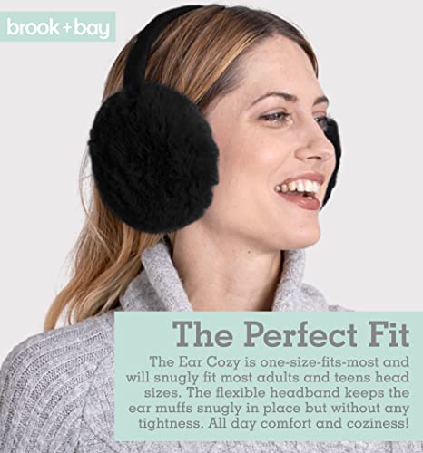 Brook + Bay Ear Muffs For Women - Winter Ear Warmers - Soft & Warm Cable Knit Furry Fleece Foldable Earmuffs Ear Covers For Cold Weather #TOP4