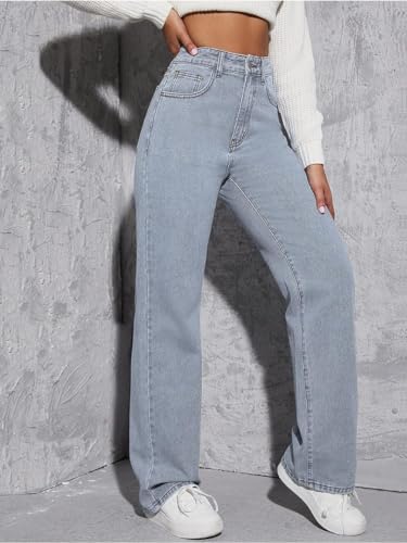 Image of Glossia Denim Baggy Jeans for Women | Stretchable High Waist Straight Fit Jeans for Women | High Rise Stretch Denim | Loose Fit Plus Size Denim (Sizes - 24 to 44) WJ32-1205-$