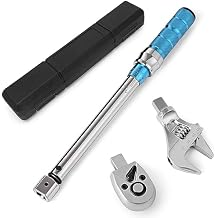 Open End Adjustable Torque Wrench, 5 to 60 Nm Torque Wrench Set with 30mm Open End and 3/8 Drive Ratchet Changeable Head for Hvac Mini Split