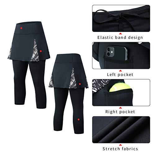 ANIVIVO Women's Tennis Skirted Leggings with Pockets