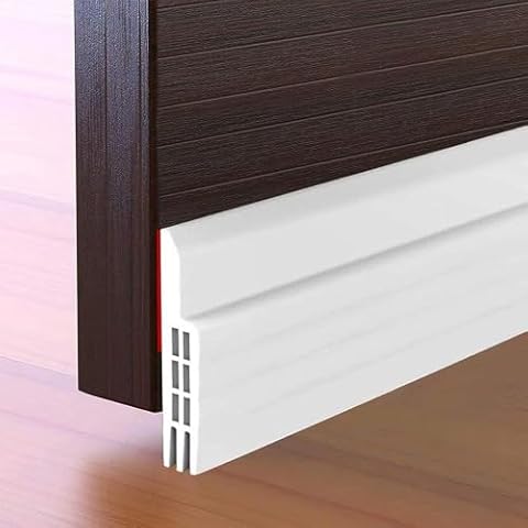 Suptikes Door Draft Stopper Under Door Seal for Exterior/Interior Doors, Strong Adhesive Door Sweep Soundproof Weather Stripping, 2" W x 39" L, White Cover