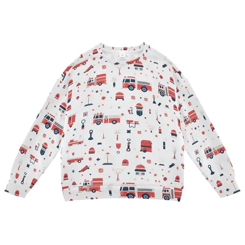 JUNZAN Fire Trucks Elements Little Kids Pullover Hoodie Crewneck Fall Tops Shirts Camping 4T