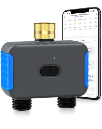 Smart WiFi Sprinkler Timer Bluetooth Hose Timers Water Timer for Garden Hose with APP Digital Automatic Irrigation System for Outdoor Garden Lawn 2 Zone