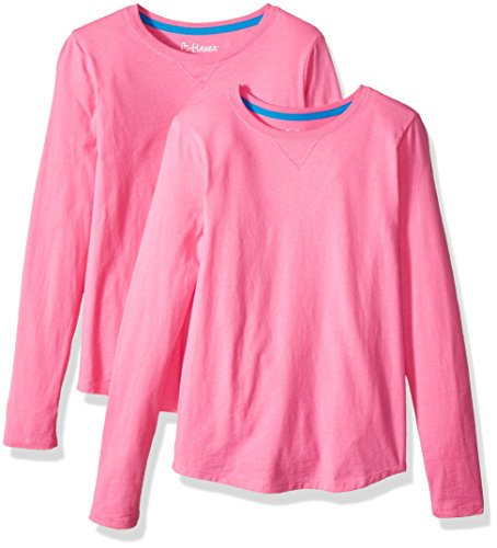 Hanes Big Girls' Long Sleeve Shirttail Tee (Pack of 2)