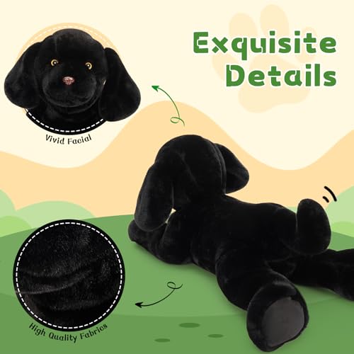 Image of BENINY Giant Black Lab Stuffed Animal 31.5 Inch, Big Realistic Stuffed Labrador Dog Plush Toy, Puppy Throw Pillow Gift for Kids