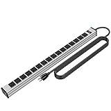 16 Outlets Heavy Duty Metal Socket Power Strip,Oviitech 15-Foot Long Extension Cord with Circuit Bre