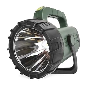 EMOS LED Akku-Handscheinwerfer für Außen mit Tragegurt und Ständer, superhell 700lm, 370m Leuchtweite, 4-11h Leuchtdauer, IP43 wasserdicht, schlagfest, 2 Separate Lichtquellen, inkl. USB-Ladekabel