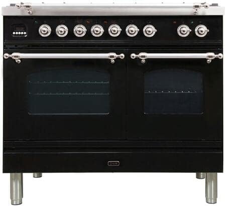 Un altre front view of the Ilve Nostalgie Series 40-inch Freestanding Double Oven Dual Fuel Range.