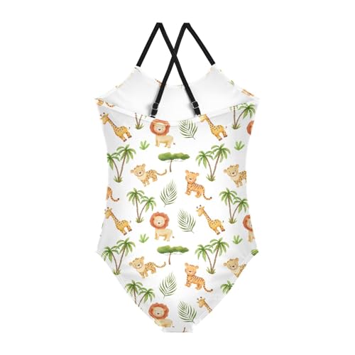 susiyo Girls One Piece Swimsuits Safari Animals Bathing Suit Quick Dry Beach Swimwear for Toddler Girl 3-10T2