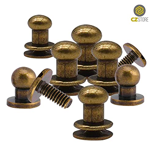✮MARQUE FRANCAISE✮-CZ Store®-bouton de col|LOT DE 25|✮✮GARANTIE A VIE✮✮|ROND|TAILLE 6X8MM|bouton de col a vis en laiton couleur bronze pour rivet cuir/ceinture/chaussures/pantalons (25) – vue 9
