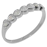 LBG 9ct White Gold Ring Natural Opal Womens Eternity Gift Size O White stone engagement ring