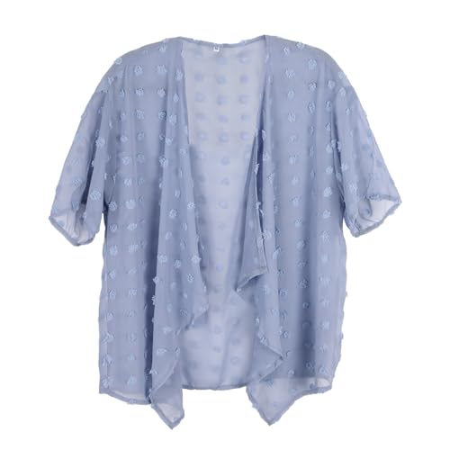 Image of Womens Summer Open Front Half Sleeve Lightweight Swiss Dots Cardigan Loose Kimono Sheer Beach Cover Up