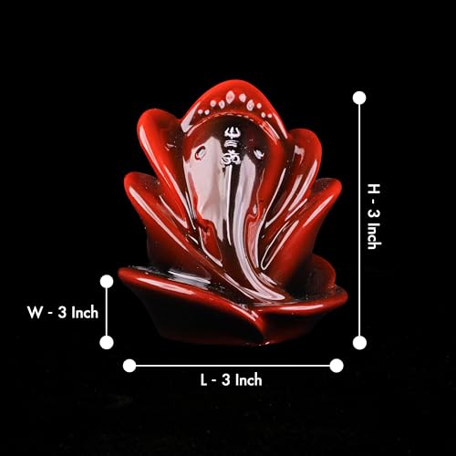 Image of Artarium 3 Inch Rose Shape Ganesh Idol for Car Dashboard | Red Shri Ganesh Ji Murti for Puja and Home Decor | Ganesh Ji Statue for Office Desk, Housewarming & Gift Items, Spiritual Sculpture