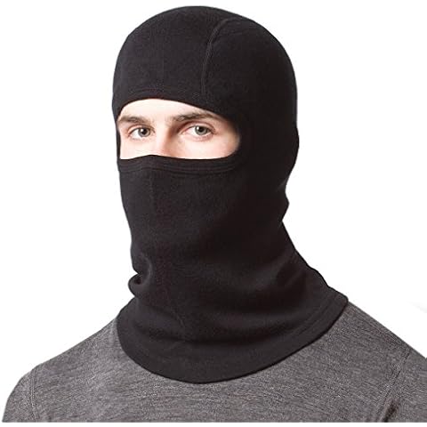 Merino Wool 100% Balaclava Black One Size Cover