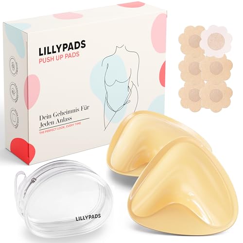 Lillypads® Klebe BH Push Up Pads – Selbstklebende BH Einlagen für Push-Up Effekt - Wiederverwendbare BH Klebepads für große & kleine Brust – Sticky Bra Silikon Pads - Größe S