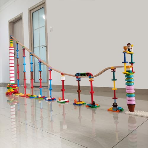 wooden train track accessories 20 pcs wooden track connector compatible with all major brands wood train track christmas birthday gift for boys girls train toys expansion pack for kids ages 3