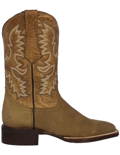 Texas Legacy Mens Sand Western Cowboy Boots Leather Saddle Square Toe Botas2