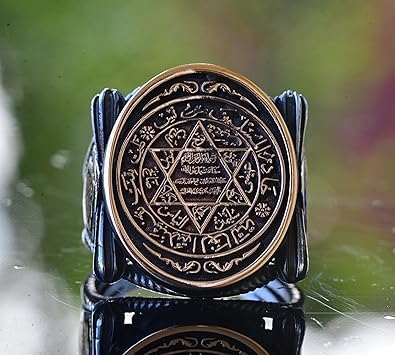 KAMBO Anillo de David de estrella, anillo de sello rey Salomón para hombre, de plata de ley 925, Plata, Sin piedras preciosas