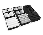 Drawer Organiser Divider for Clothes, Underwear, Socks, Bras & Accessories – Foldable Cotton Storage Boxes for Bedroom, Wardrobe & Desk Drawer Dividers Wardrobe Organiser – 12 Pack – White