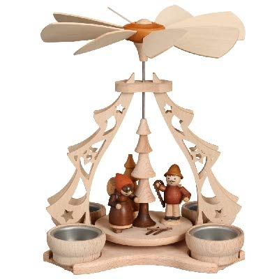 Rudolphs Schatzkiste Figura de pirámide de madera para 4 velas de té (23 x 20 x 19 cm), diseño de pirámide de Navidad