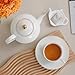 PRECITIME Classic White Porcelain 6.6oz Tea Cup and Saucer Set - 8 pieces cups and Saucers Set with gold trim, Elegant and Versatile for Daily Use, Gift