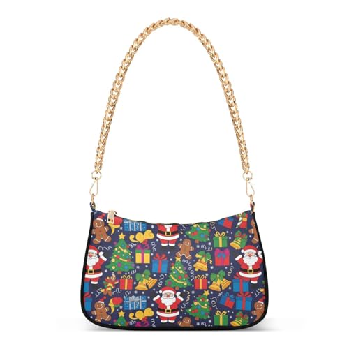 Sac à bandoulière bleu marine au motif d'arbre de Noël coloré et festif