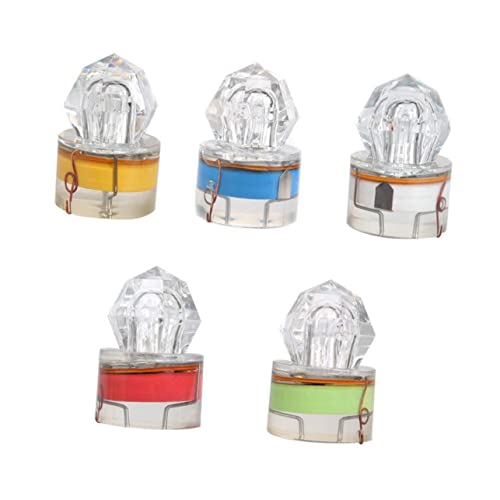 Toddmomy 2sets 5pcs LED Underwater Fishing Lamp Night Fishing Light for Deep Sea Lake River Diamond Shaped Lure Red Blue White Green Colorful to Attract Fish 5pcs*2