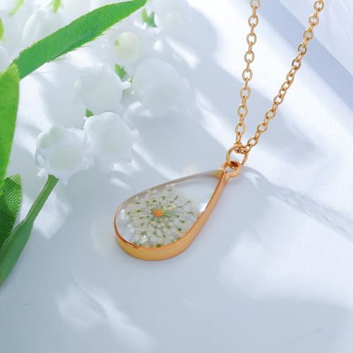 PARTNER Good Luck Mustard Seed Necklace for Women Christian Gifts for Women Dried Flower Resin Necklace Faith Fall Autumn Christmas Faith Jewelry3