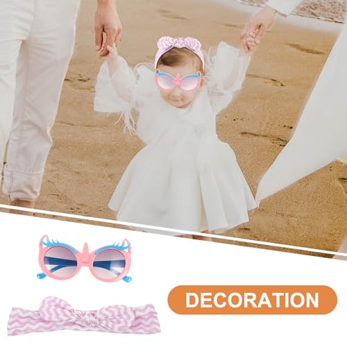 1set Boys and Girls Cartoon Sunglasses Decorative Hairband Soft Stretchy Headband and Uv Glasses for Outdoor Activities Parties and Travel2