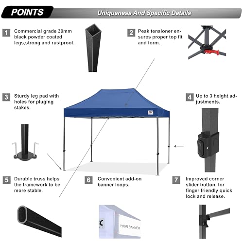 Image of ABCCANOPY Patio Pop Up Canopy Tent 8x12 Commercial-Series (Navy Blue)