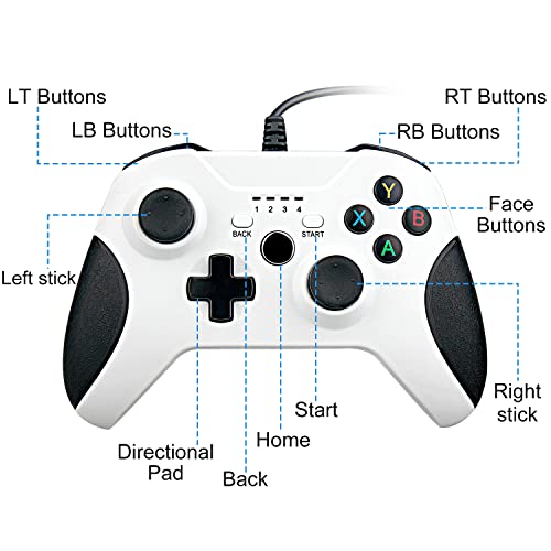 Ostent Wired Usb Controller Joystick Gamepad For Microsoft Xbox One/Xbox One S/Windows Pc Laptop Computer Color White #TOP3
