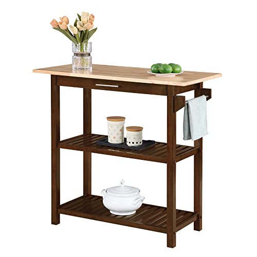 Convenience-Concepts-Designs2Go-3-Tier-Butcher-Block-Kitchen-Prep-Island-40-3-Tier-Modern-Cooking-Cart-with-Drawer-Food-Serving-Station-for-Kitchen-Dining-Room-Espresso Convenience Concepts Designs2Go 3 Tier Butcher Block Kitchen Prep Island 40 3 Tier Modern Cooking Cart with Drawer Food Serving Station for Kitchen Dining Room Espresso
