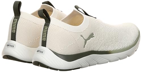 PUMA Women's Softride Remi Slip-On Knit WN's Street Running Shoe, Warm White Dark Loden Lux Army, 10