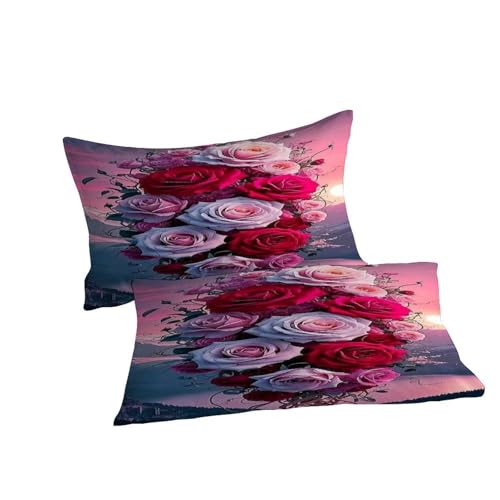 Parure de lit fleurs de roses de grande dimension 220x240 cm - 7