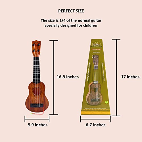 17 Inch Toy Guitar For Kids 4 Steel String Ukelele With Pick Mini Guitar For Toddler Beginners Instruments Educational Learning Toy For Boys Girls Ages 3-6 #TOP6